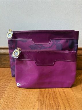 NEW Estée Lauder Make Up Bag Set Purple Floral Vacation Cruise Travel Toiletries